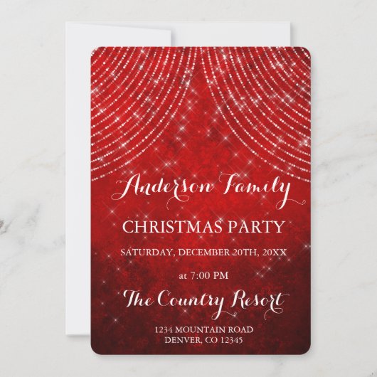 Red String Light Annual Christmas Party Einladung (Vorderseite)