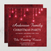 Red String Light Family Weihnachten Party Einladung (Vorne/Hinten)