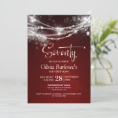 Red String Lights 70. Geburtstagsparty Einladung (Stehend Vorderseite)