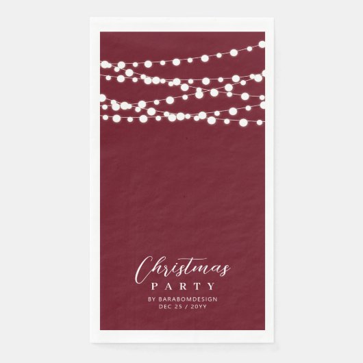 Red String Lights Elegante Weihnachtsfeier Serviette (Vorderseite)