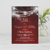 Red String Lights Überraschung 30. Geburtstag Part Einladung (Stehend Vorderseite)