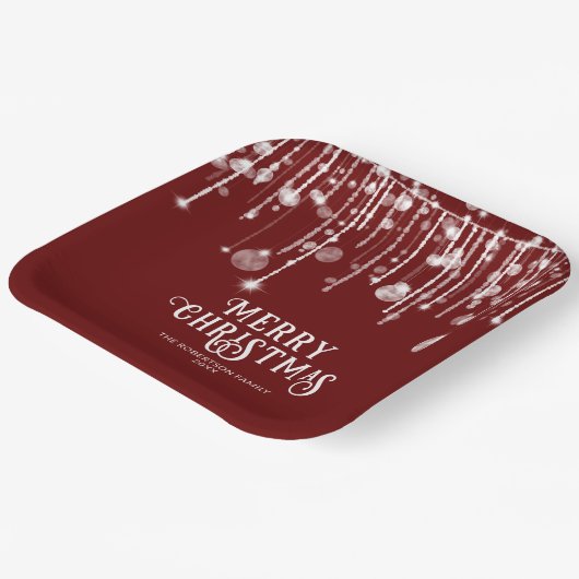 Red String Lights Weihnachts-Party Pappteller (Gewinkelt)