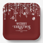 Red String Lights Weihnachts-Party Pappteller (Vorderseite)