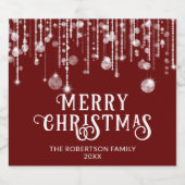 Red String Lights Weihnachts-Party Schaumweinetikett (Einzelnes Label)