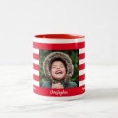 Red Strip Holiday Foto Collage Zweifarbige Tasse (Mittel)