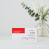 Red Strip Monogram Business Card Visitenkarte (Stehend Vorderseite)