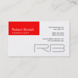 Red Strip Monogram Business Card Visitenkarte