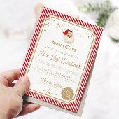 Red Strip Nice List Certificate Card Einladung