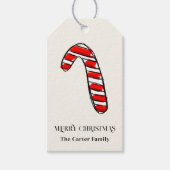 Red Strip Wassercolor Candy Cane Sketch Geschenkanhänger (Vorderseite)