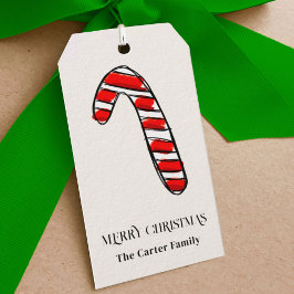 Red Strip Wassercolor Candy Cane Sketch Geschenkanhänger