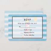 Red Strip Watercolor Lighthouse Wedding RSVP (Vorne/Hinten)