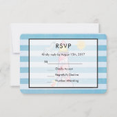 Red Strip Watercolor Lighthouse Wedding RSVP (Vorderseite)