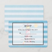 Red Strip Watercolor Lighthouse Wedding RSVP Karte (Vorne/Hinten)