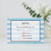 Red Strip Watercolor Lighthouse Wedding RSVP Karte (Stehend Vorderseite)