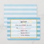 Red Strip Watercolor Lighthouse Wedding RSVP Karte (Vorne/Hinten)