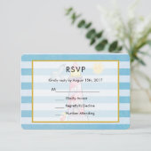 Red Strip Watercolor Lighthouse Wedding RSVP Karte (Stehend Vorderseite)