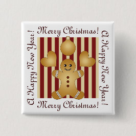 Red Strip Weihnachtskeks Niedlicher Lebkuchen Mann Button