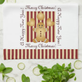 Red Strip Weihnachtskeks Niedlicher Lebkuchen Mann Geschirrtuch (Gefaltet)