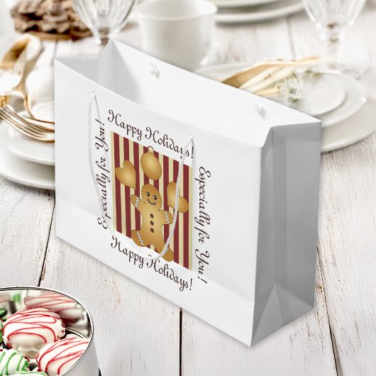 Red Strip Weihnachtskeks Niedlicher Lebkuchen Mann Große Geschenktüte