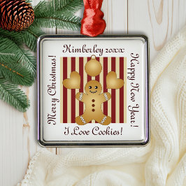 Red Strip Weihnachtskeks Niedlicher Lebkuchen Mann Silbernes Ornament