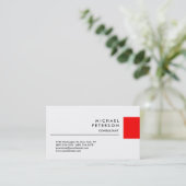 Red Strip White Background Business Card Visitenkarte (Stehend Vorderseite)