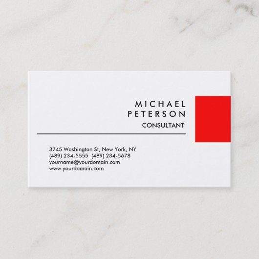 Red Strip White Background Business Card Visitenkarte (Vorderseite)