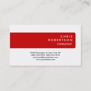 Red Strip White Background Charming Business Card Visitenkarte