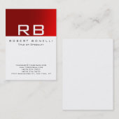 Red Strip White Background Monogram Business Card Visitenkarte (Vorne/Hinten)