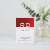 Red Strip White Background Monogram Business Card Visitenkarte (Stehend Vorderseite)
