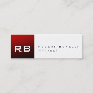 Red Strip White Monogram Skinny Business Card Mini Visitenkarte