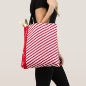 Red Stripe Accent Tote Bag / Custom White Script Tasche (Von Nahem)