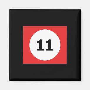 Red Stripe Billiards Pool Ball #11 Matching Group Magnet
