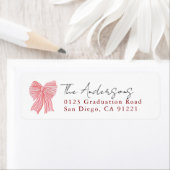 Red Stripe Bow Ribbon Return Address (Insitu)