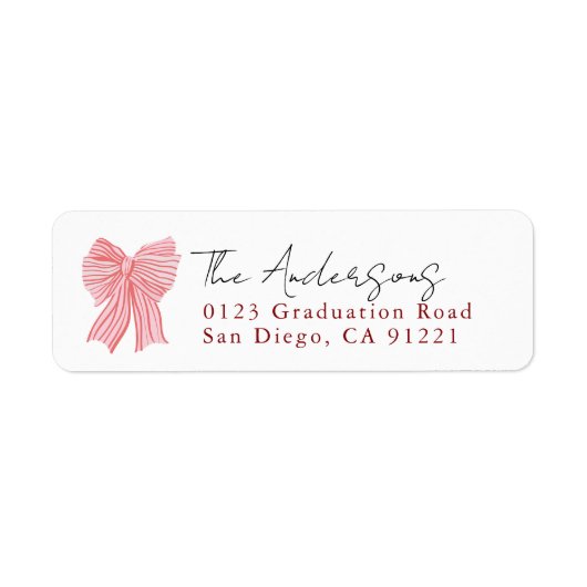 Red Stripe Bow Ribbon Return Address (Vorne)