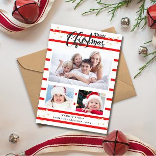 Red Stripe Frohe Weihnachten 3 Foto Collage Card