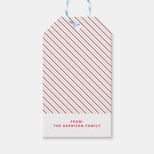 Red Stripe Frohe Weihnachten Feierliche Helle Geschenkanhänger (Vorderseite)