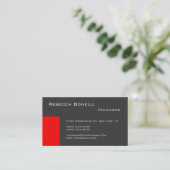 Red Stripe Gray Stylish Manager Business Card Visitenkarte (Stehend Vorderseite)