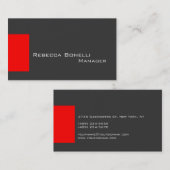 Red Stripe Gray Stylish Manager Business Card Visitenkarte (Vorne/Hinten)