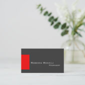 Red Stripe Gray Stylish Manager Business Card Visitenkarte (Stehend Vorderseite)