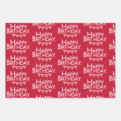 Red Stripe Happy Birthday Bunting Foto Geschenkpapier Set (Vorderseite 3)