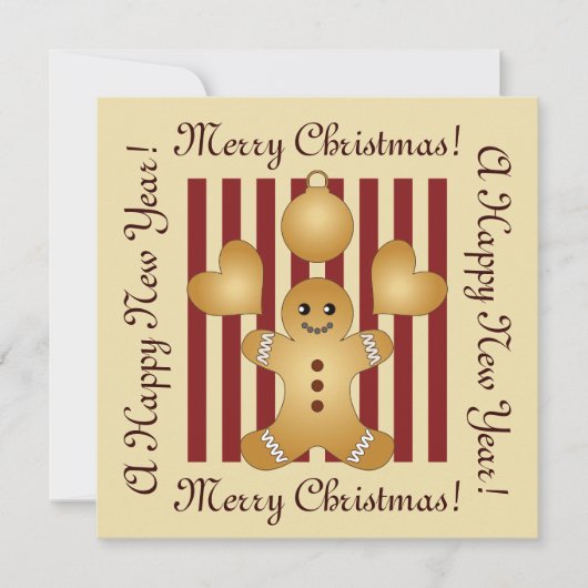 Red Stripe Niedlich Gingerbread Mann Weihnachten (Vorderseite)