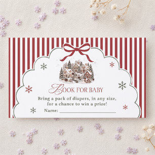 Red Stripe Winter Village Weihnachten Baby Shower Begleitkarte