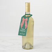 Red Striped Bow Custom Merry Christmas Flaschenanhänger (Angewinkelt)