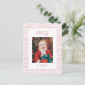 Red Striped so sehr frohe Foto Weihnachten Postkar Postkarte (Stehend Vorderseite)
