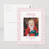 Red Striped so sehr frohe Foto Weihnachten Postkar Postkarte (Vorne/Hinten)