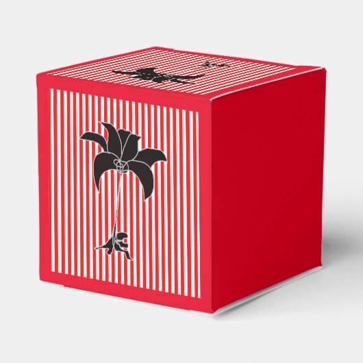 Red Stripes Black Floral Geschenkschachtel (Rückseite)