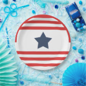 Red Stripes Blue Star Patriotic Pappteller (Party)