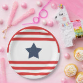 Red Stripes Blue Star Patriotic Pappteller (Party)