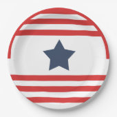Red Stripes Blue Star Patriotic Pappteller (Vorderseite)