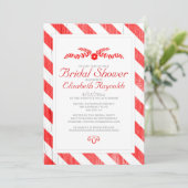 Red Stripes Bridal Dusche Einladungen (Stehend Vorderseite)